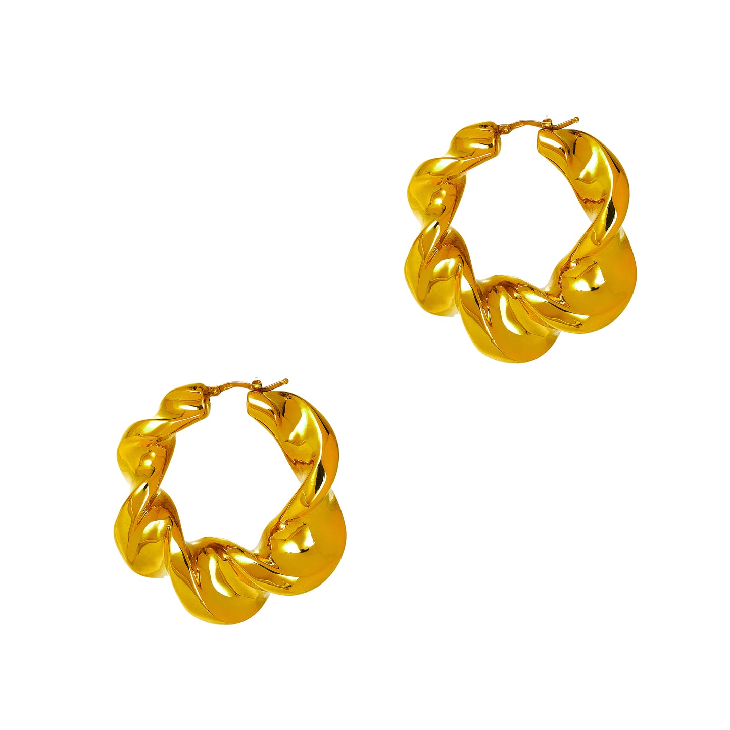 Pre-Owned 18ct Gold Oversized Twist Creole Hoop Earrings