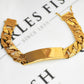 Pre-Owned 9ct Gold Bark Texture ID Plate Curb Chain Bracelet