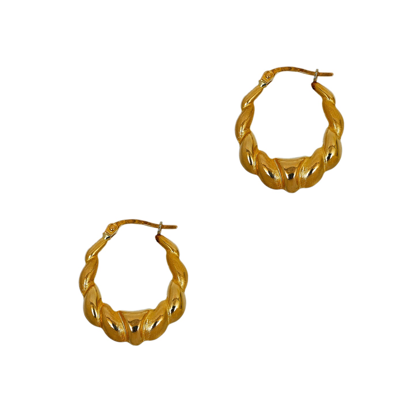 Pre-Owned 14ct Gold Twist Creole Hoop Earrings