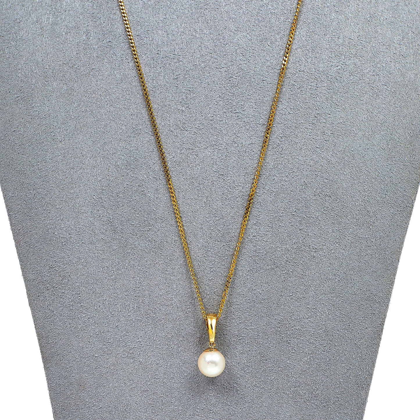 Pre-Owned 9ct Gold Cultured Pearl Pendant & Chain 20 Inch