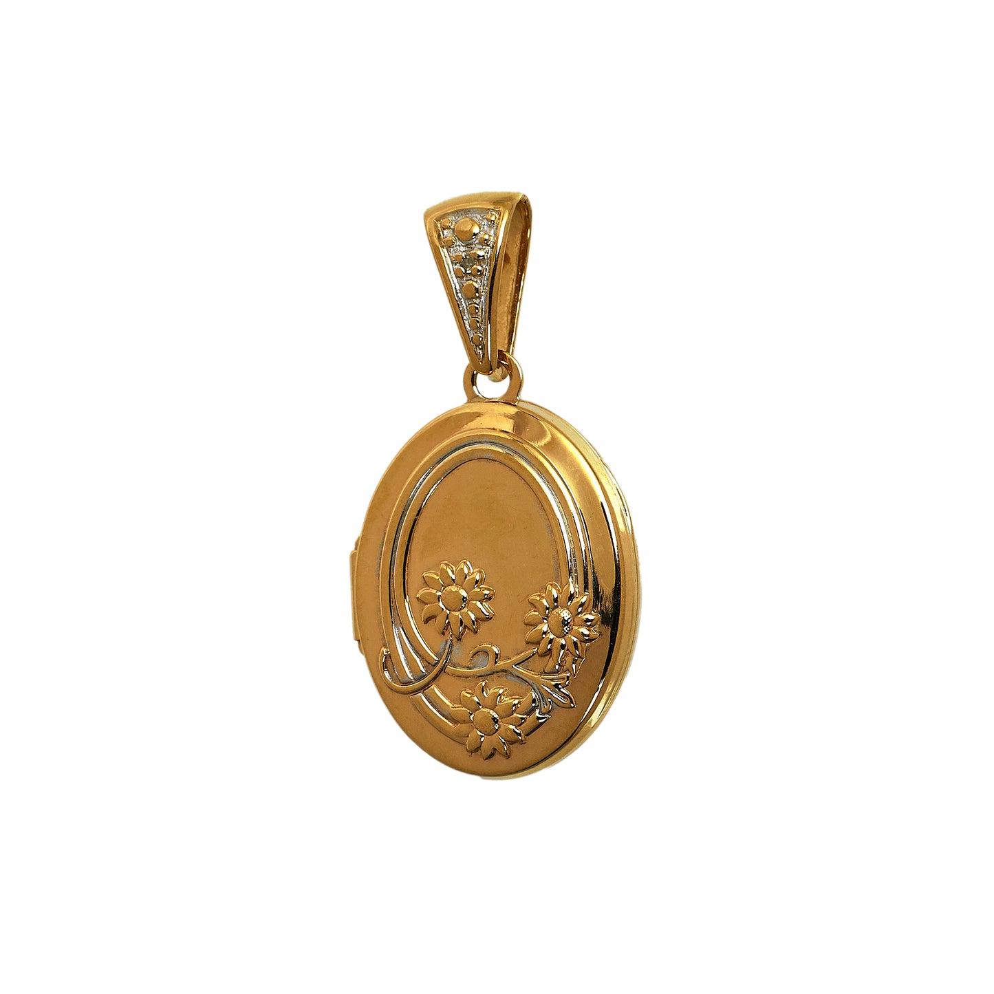 Pre-Owned 9ct Gold Oval Flower Design Locket Pendant