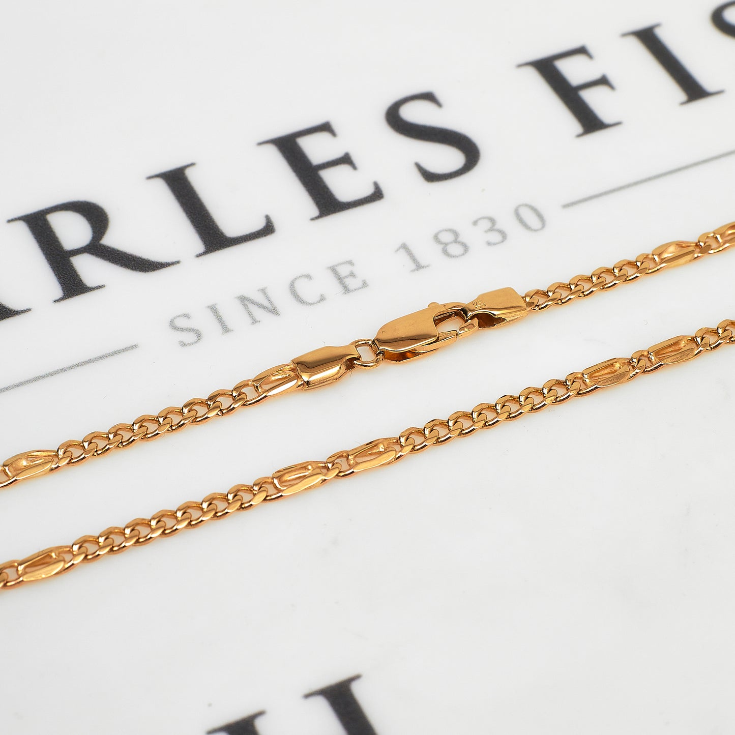 Pre-Owned 9ct Gold Anchor Figaro Chain Necklace 30 Inch