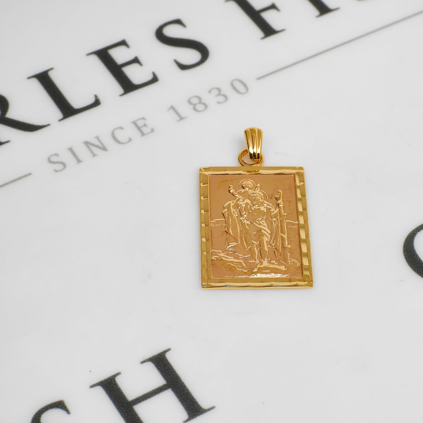 Pre-Owned 9ct Gold Rectangle St Christopher Pendant