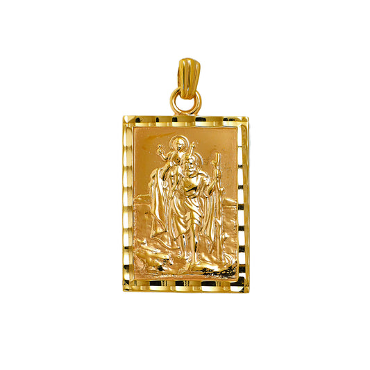 Pre-Owned 9ct Gold Rectangle St Christopher Pendant