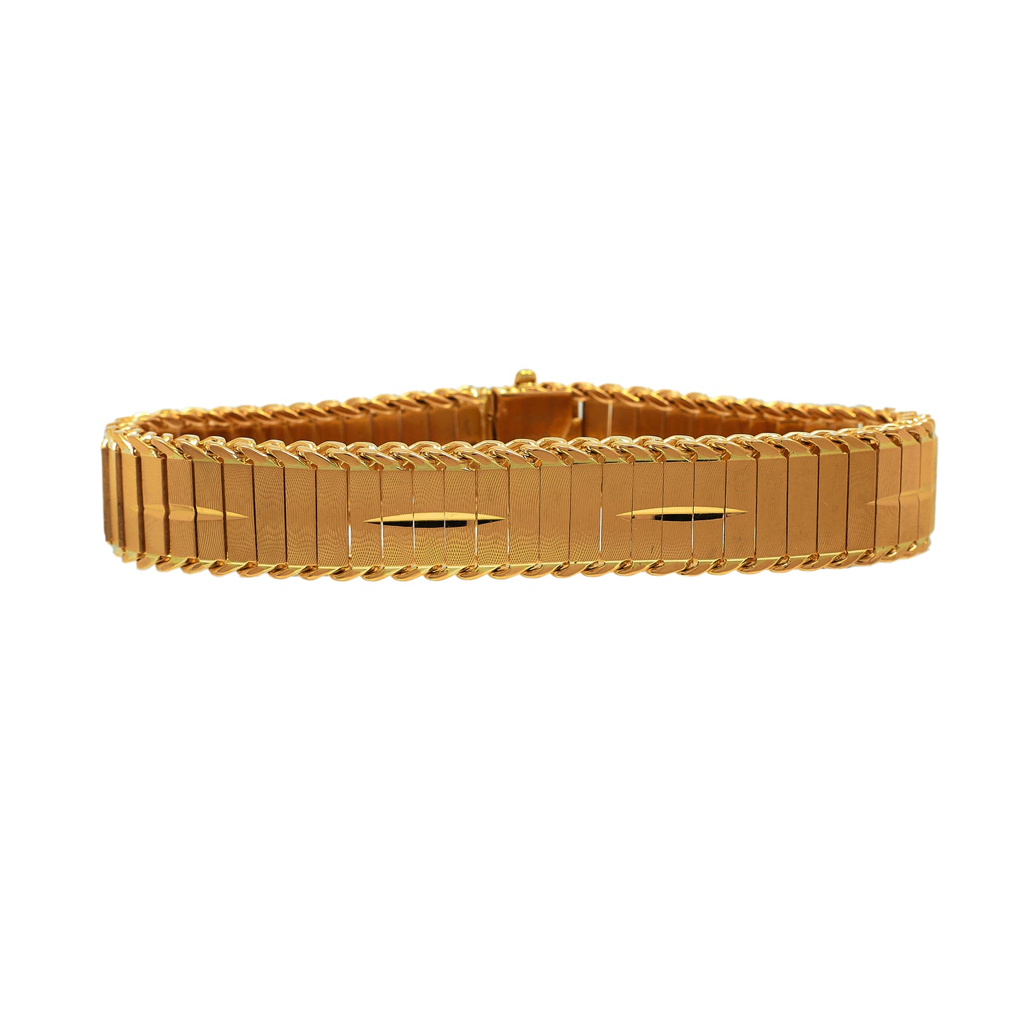 Pre-Owned 18ct Gold Bar Link Bracelet & Curb Edge 7.5 Inch