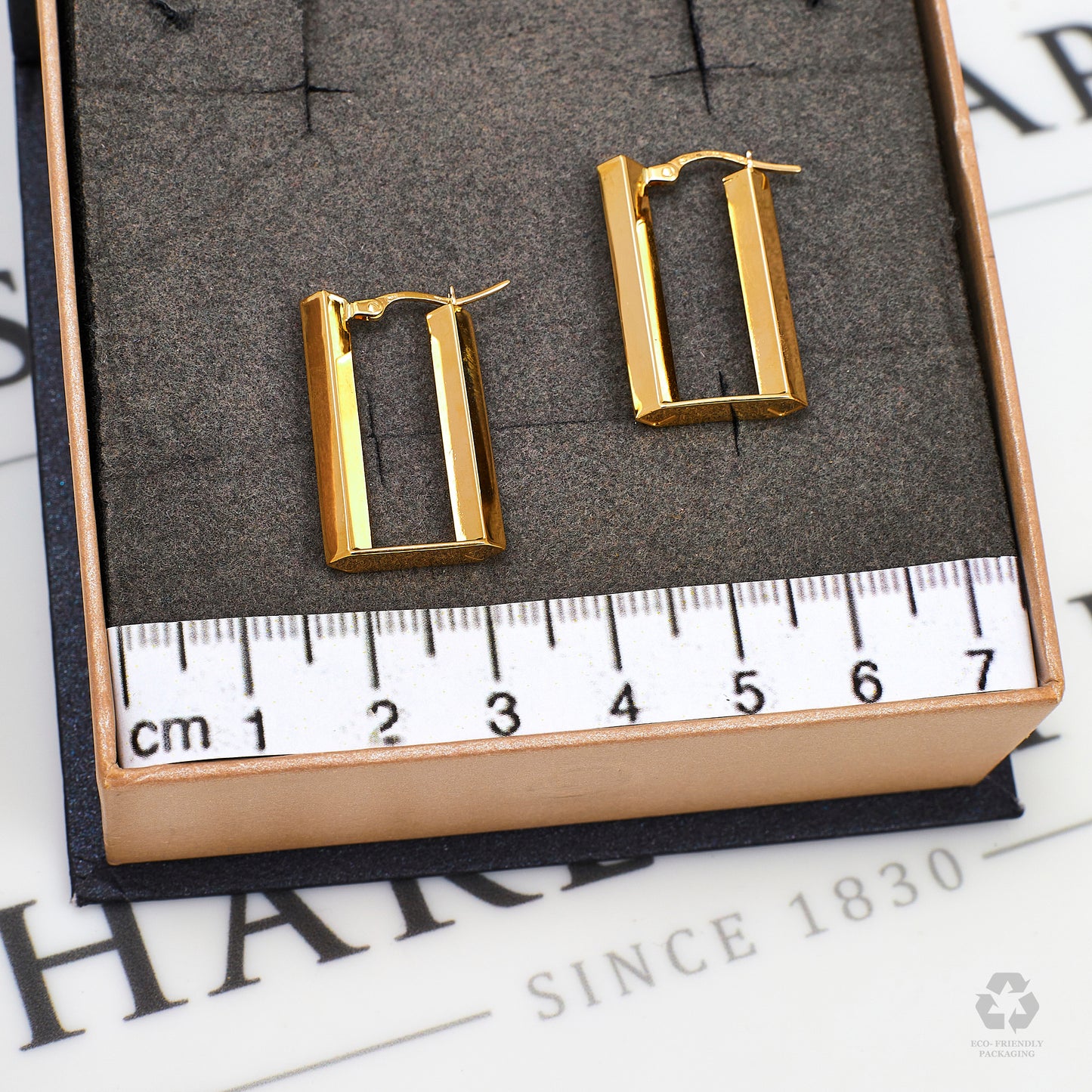 Pre-Owned 9ct Gold Rectangular Creole Earrings