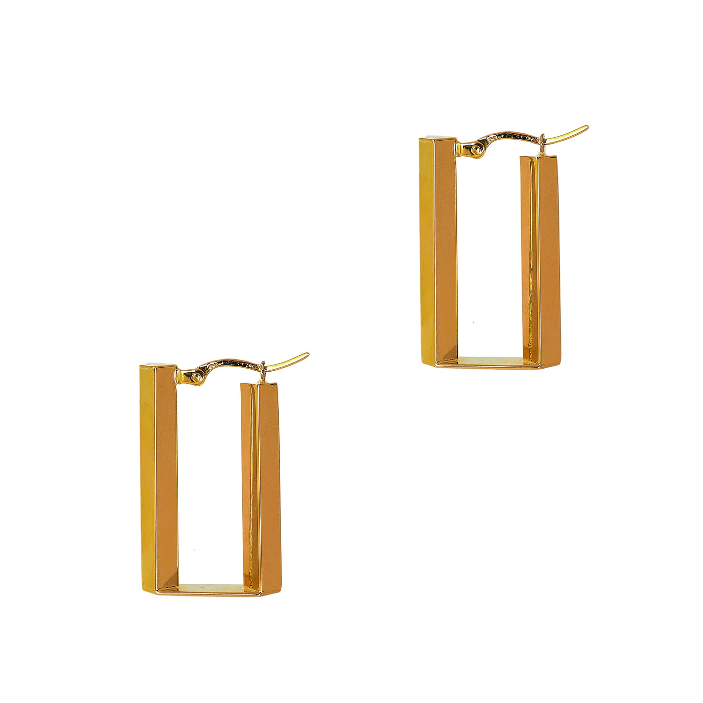 Pre-Owned 9ct Gold Rectangular Creole Earrings