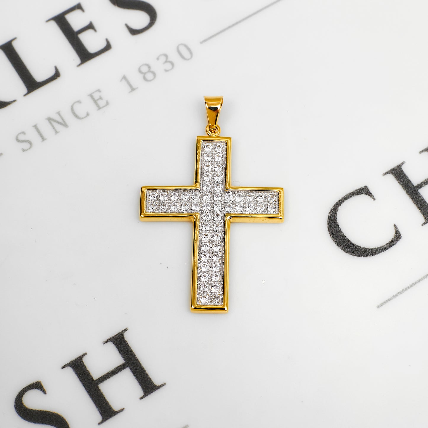 Pre-Owned 9ct Gold CZ Cross Pendant