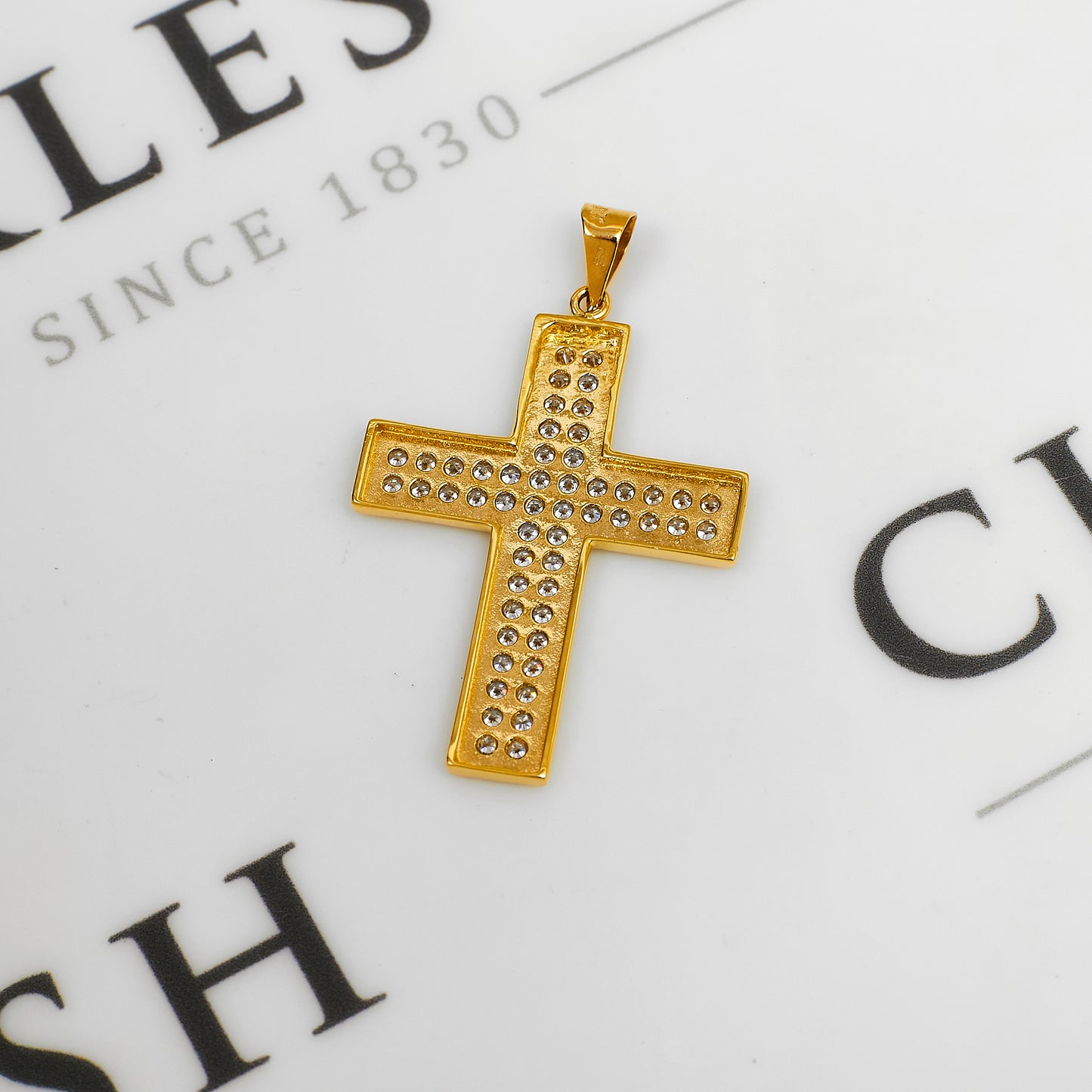 Pre-Owned 9ct Gold CZ Cross Pendant