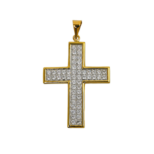 Pre-Owned 9ct Gold CZ Cross Pendant