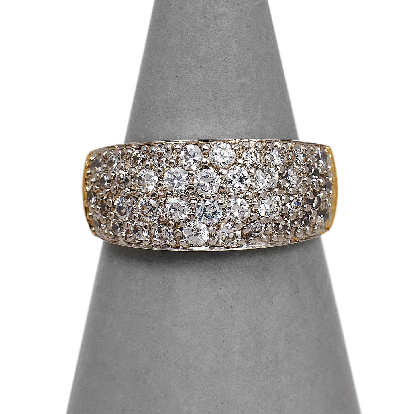 Pre-Owned 9ct Gold CZ 4 RowTapering Band Ring Size M