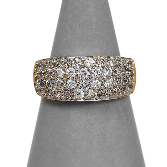 Pre-Owned 9ct Gold CZ 4 RowTapering Band Ring Size M