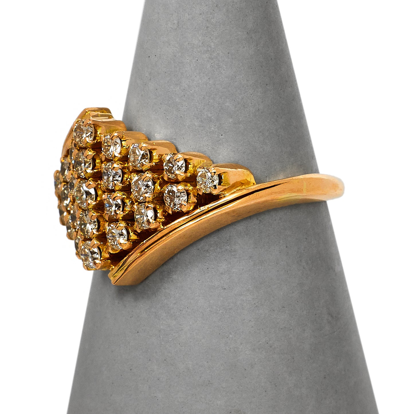 Pre-Owned 14ct Gold Diamond Rhombus Cluster Ring Size N.5