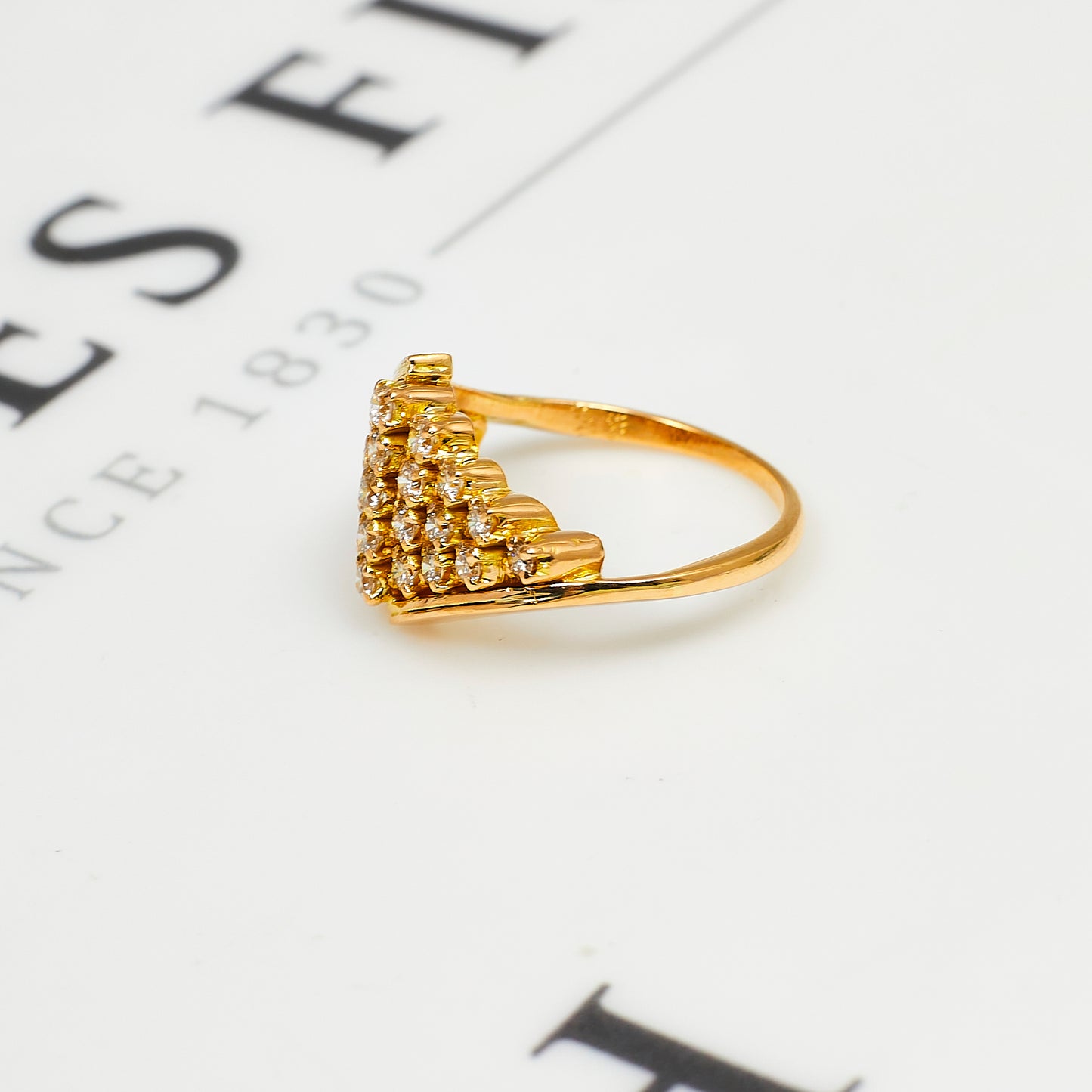 Pre-Owned 14ct Gold Diamond Rhombus Cluster Ring Size N.5