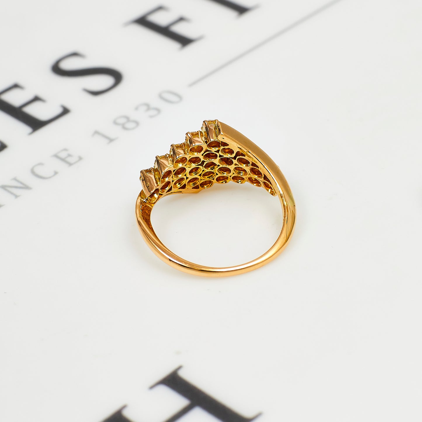 Pre-Owned 14ct Gold Diamond Rhombus Cluster Ring Size N.5