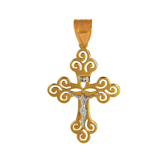 Pre-Owned 14ct Gold 2 Tone Crucifix Pendant