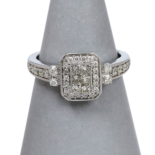 Pre-Owned 9ct White Gold Mixed Cut Diamond Cluster Ring