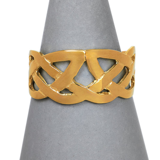 Pre-Owned 9ct Gold Mens Celtic Plait Band Size X