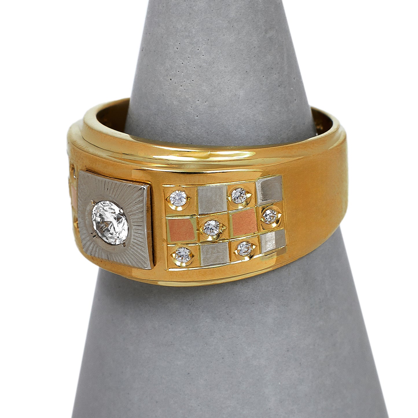 Pre-Owned 18ct Gold CZ Ring & CZ Sides Size Q