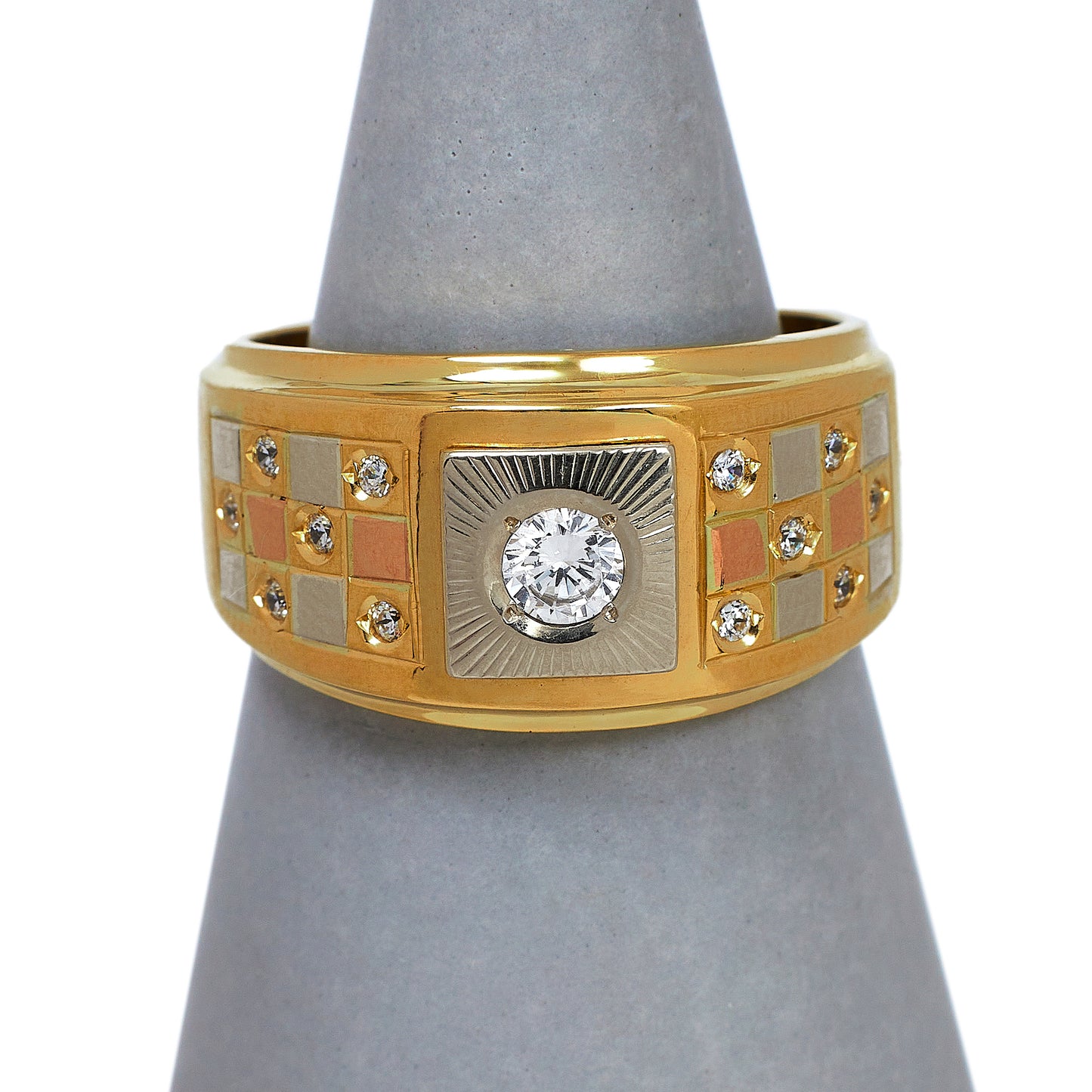 Pre-Owned 18ct Gold CZ Ring & CZ Sides Size Q