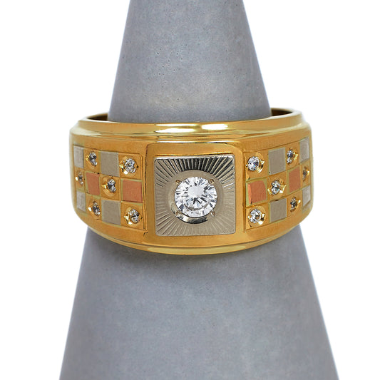 Pre-Owned 18ct Gold CZ Ring & CZ Sides Size Q