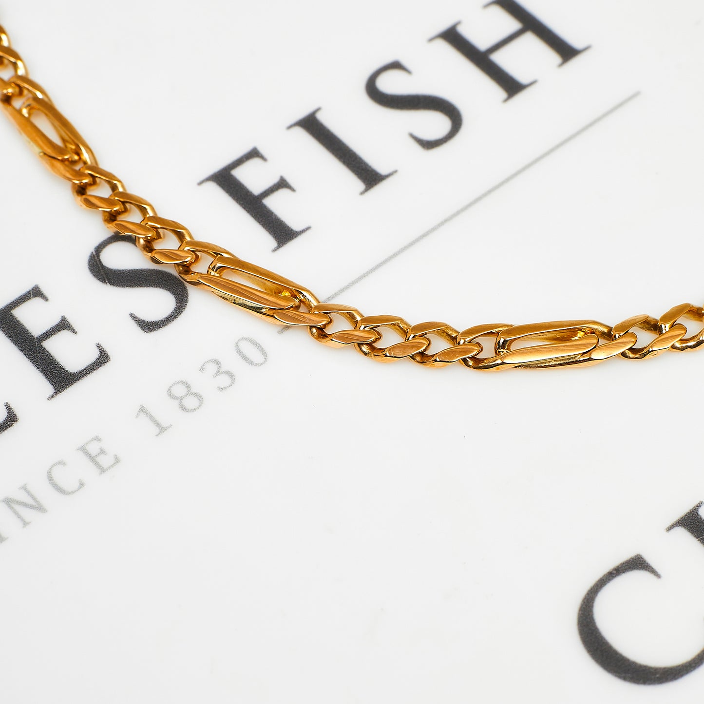 Pre-Owned 9ct Gold Figaro Anchor Chain Bracelet 7.5 Inch