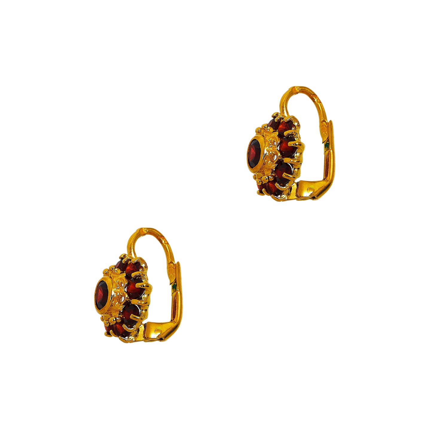 Pre-Owned 18ct Gold Garnet Cluster Earrings