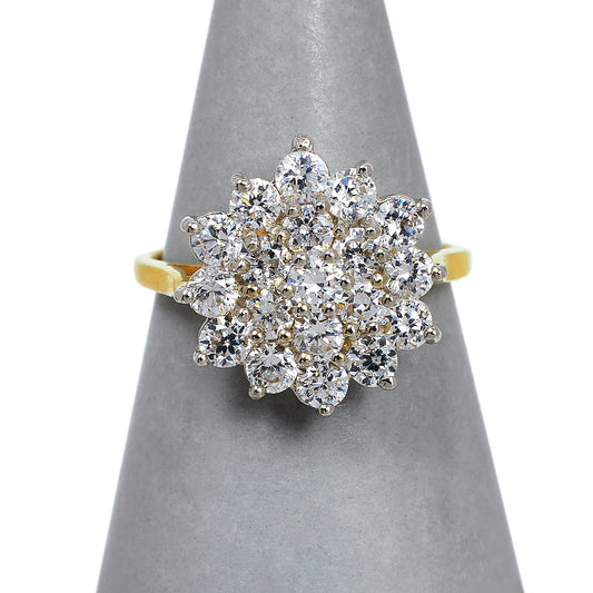 Pre-Owned 9ct Gold CZ Cluster Ring Size I.5