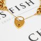 Pre-Owned 9ct Gold Curb Chain Bracelet & Heart Padlock