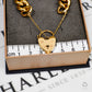 Pre-Owned 9ct Gold Curb Chain Bracelet & Heart Padlock