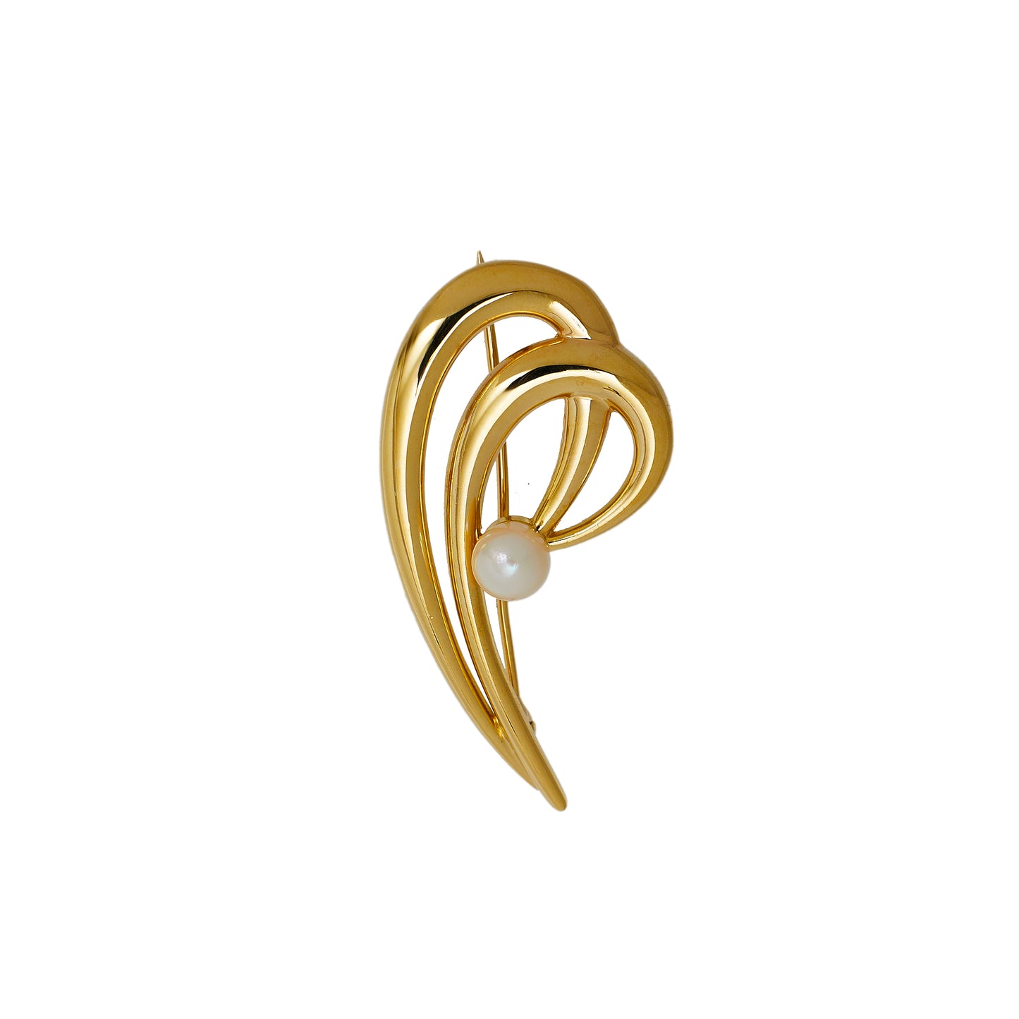 Pre-Owned 9ct Gold Cultured Pearl Swirl Brooch