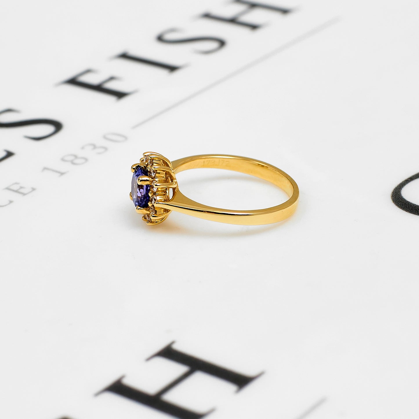 Pre-Owned 14ct Gold Tanzanite & Diamond Cluster Ring Size M
