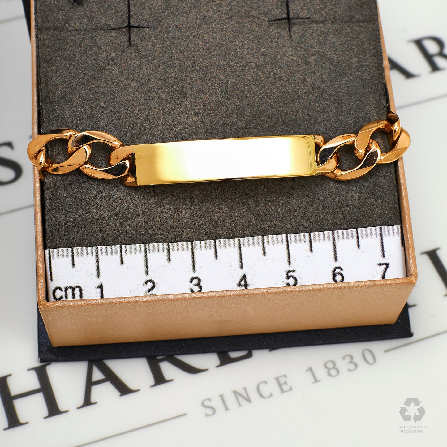 Pre-Owned 9ct Gold ID Plate Curb Chain Bracelet 8 Inch