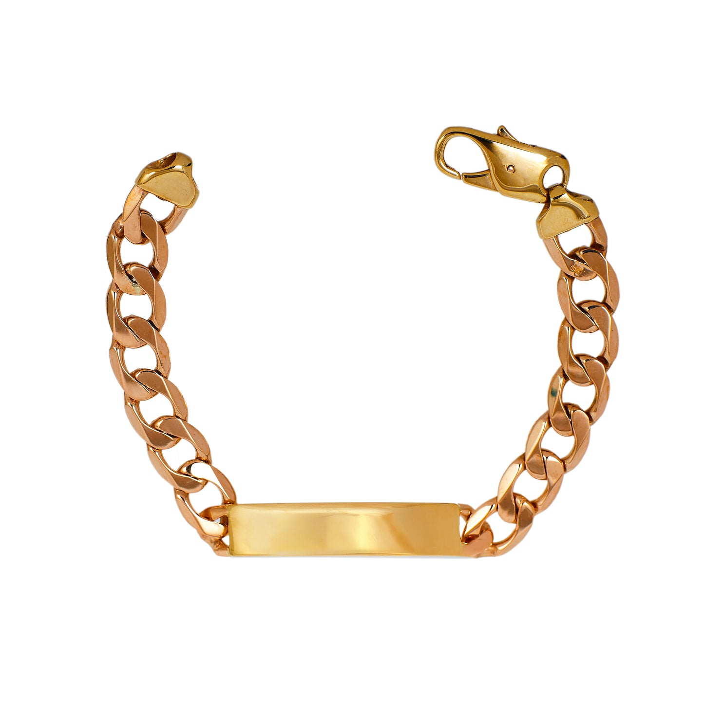 Pre-Owned 9ct Gold ID Plate Curb Chain Bracelet 8 Inch