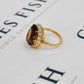 Pre-Owned 9ct Gold Oval Smokey Quartz & CZ Cluster Ring