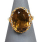 Pre-Owned 9ct Gold Oval Smokey Quartz & CZ Cluster Ring