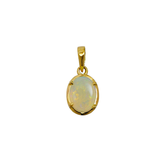 Pre-Owned 14ct Gold Oval Opal Pendant Petite