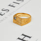Pre-Owned 9ct Gold Diamond Barked Signet Ring Size V.5
