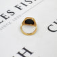Pre-Owned 9ct Gold Round Corner Rectangle Onyx Signet Ring