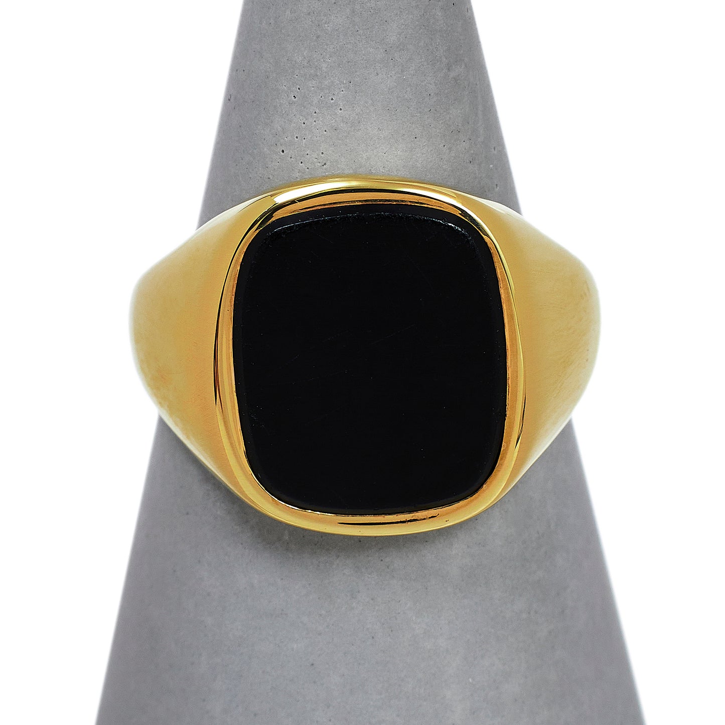 Pre-Owned 9ct Gold Round Corner Rectangle Onyx Signet Ring