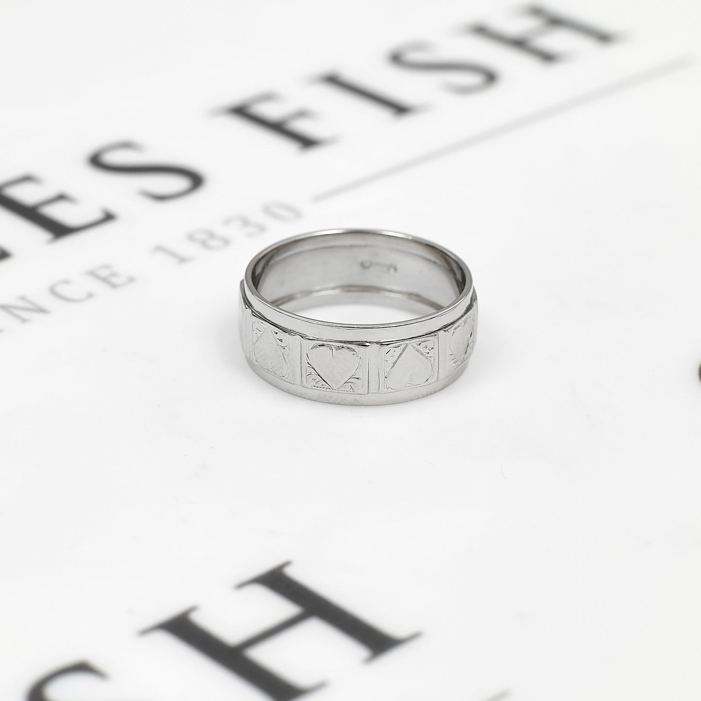 Pre-Owned Platinum Heart Design Band Ring Size O