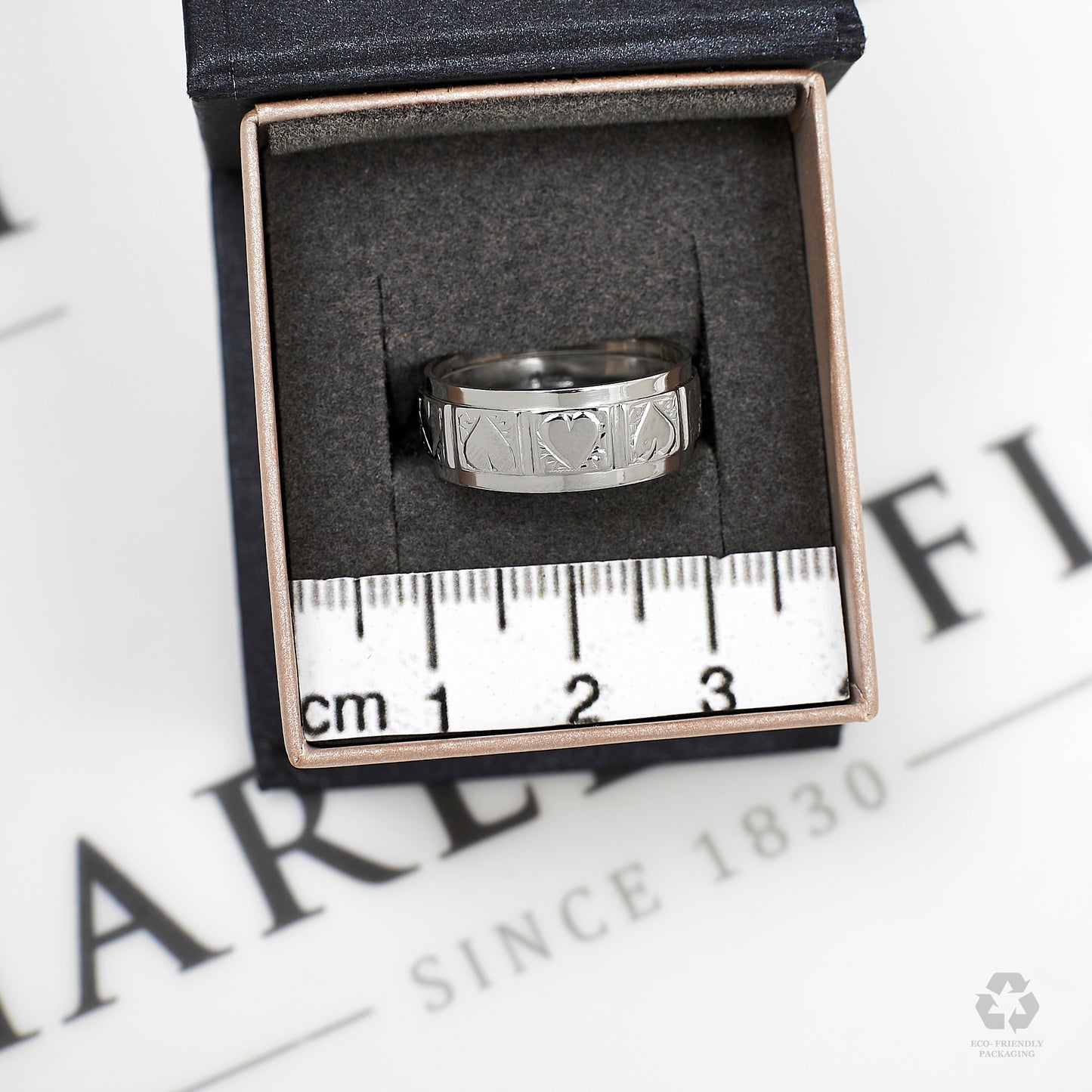 Pre-Owned Platinum Heart Design Band Ring Size O