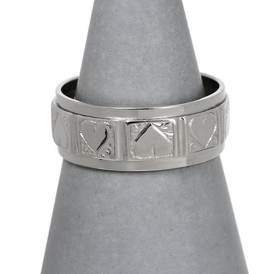 Pre-Owned Platinum Heart Design Band Ring Size O