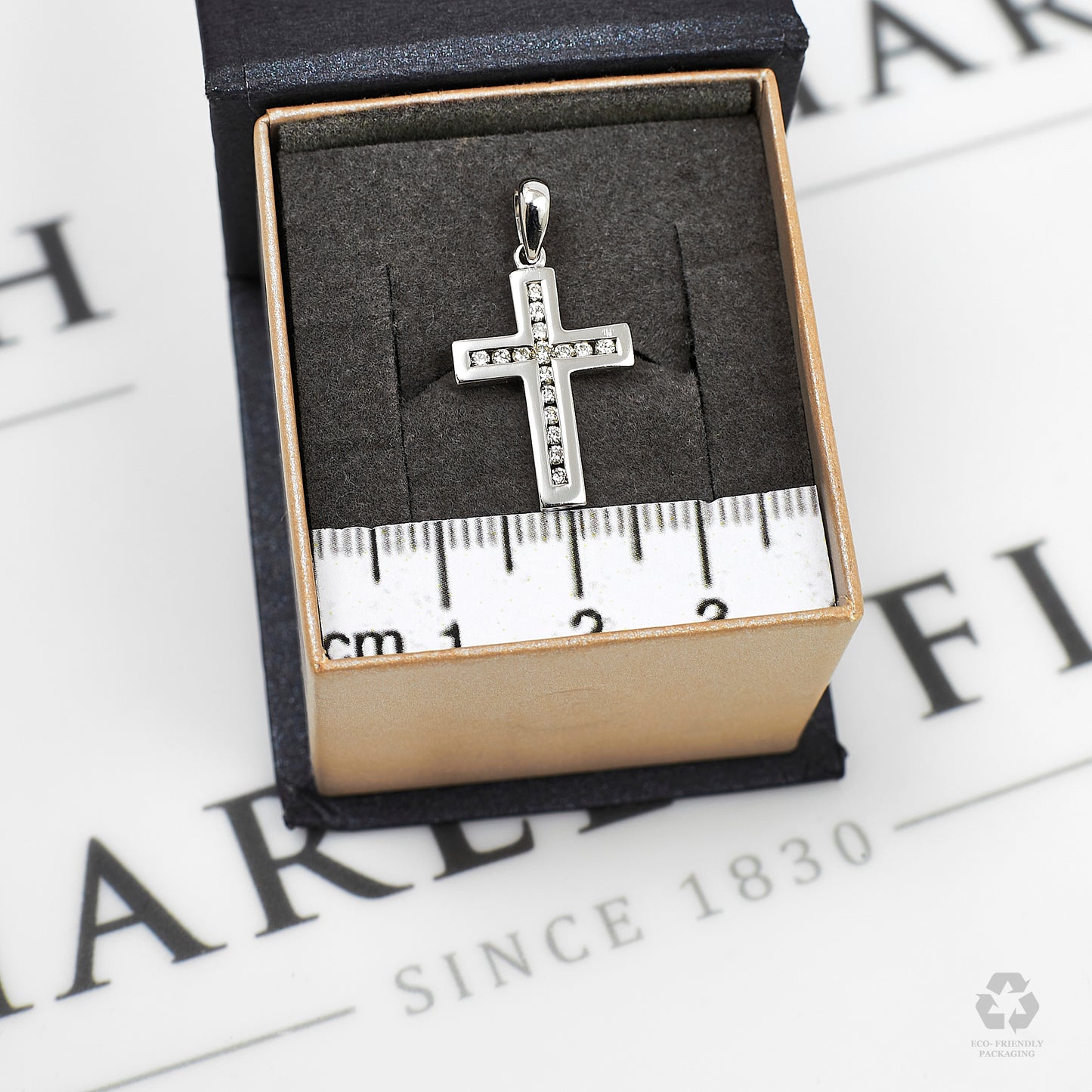 Pre-Owned 9ct White Gold Diamond Set Cross Pendant