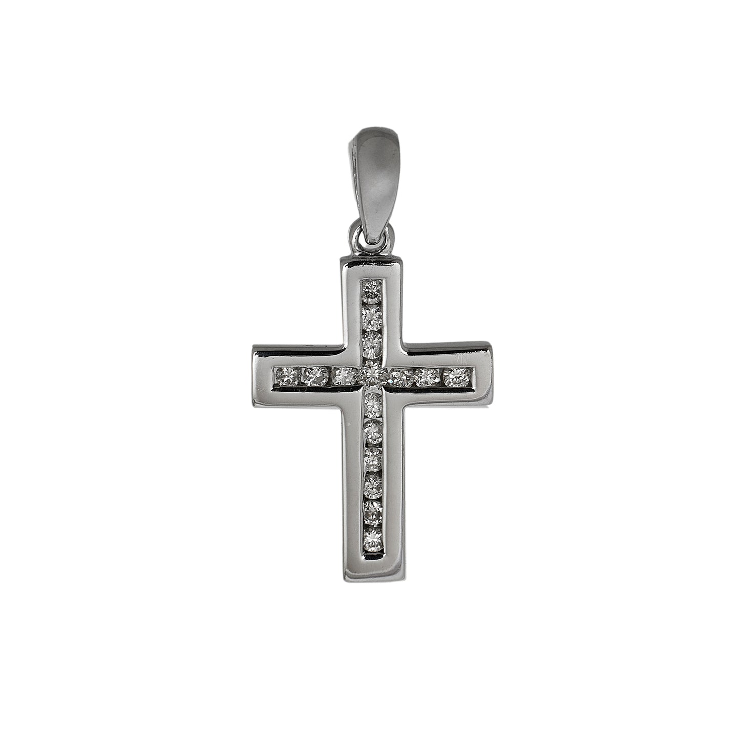 Pre-Owned 9ct White Gold Diamond Set Cross Pendant