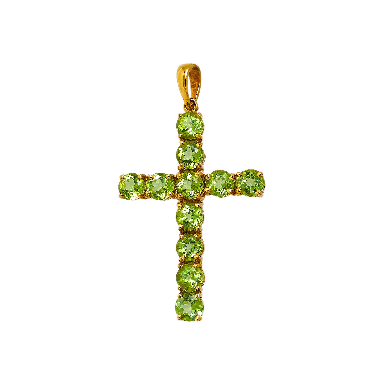 Pre-Owned 9ct Gold Peridot Cross Pendant