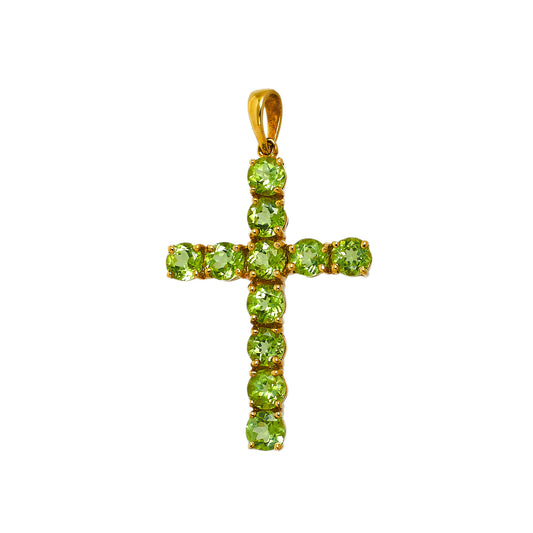 Pre-Owned 9ct Gold Peridot Cross Pendant
