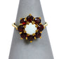 Pre-Owned 9ct Gold Garnet & Oval Opal Cluster Ring Size P