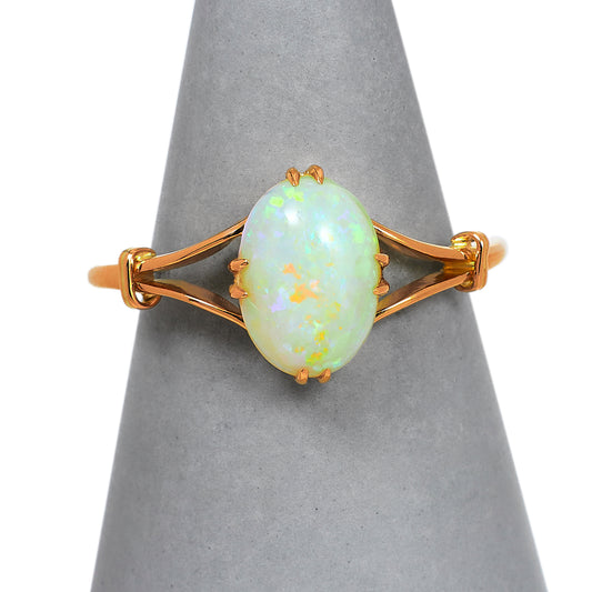 Pre-Owned 9ct Gold Oval Opal Dress Ring Size O