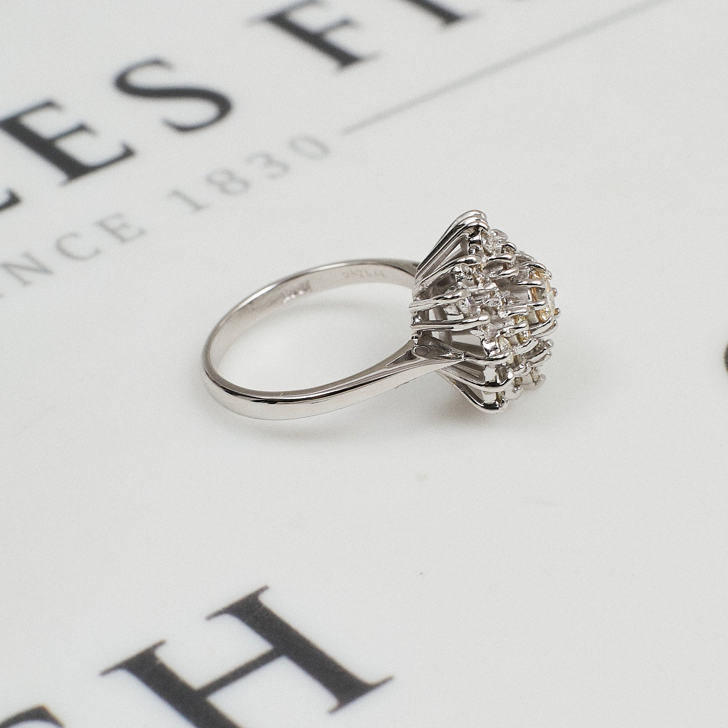 Pre-Owned 18ct White Gold Diamond Cluster Ring Size N